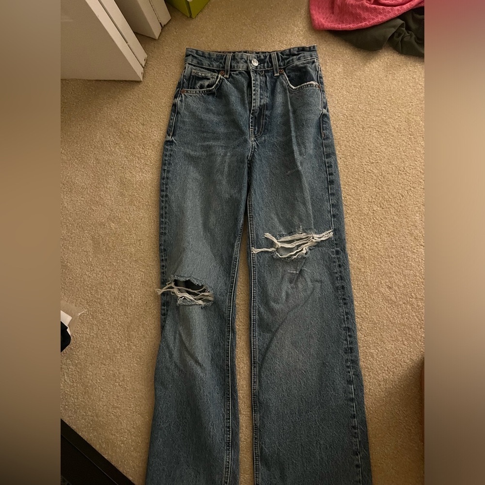 Zara dark wash high waisted wide leg jeans